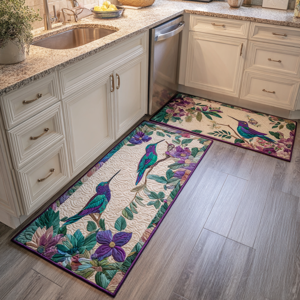 Tapis de cuisine antidérapant – Colibri et ambiance légère