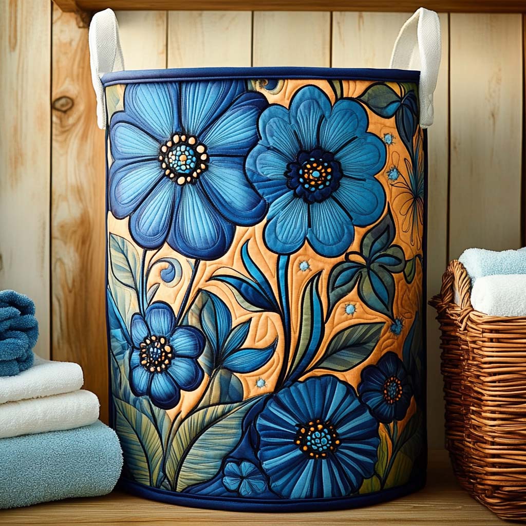 Panier à linge matelassé – Motif floral – vue 1