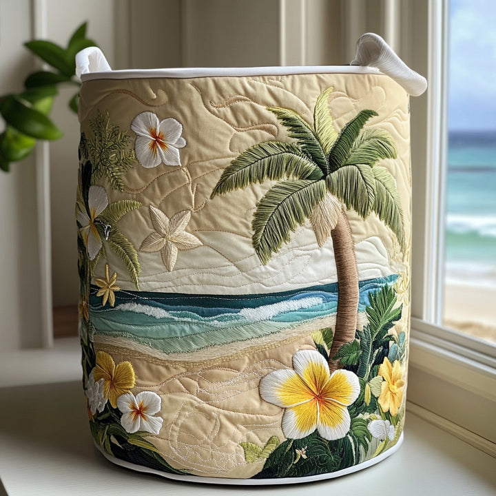 Panier à linge matelassé – Motif tropical