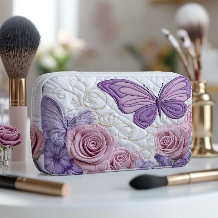 Trousse de maquillage matelassée lavande élégante – vue 1 – Maria Milano