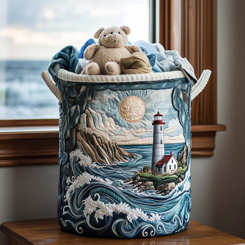 Panier à linge matelassé – Phare en bord de mer – vue 5
