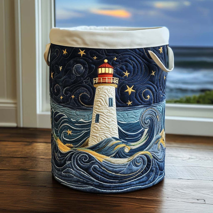 Panier à linge matelassé – Phare en bord de mer – vue 1