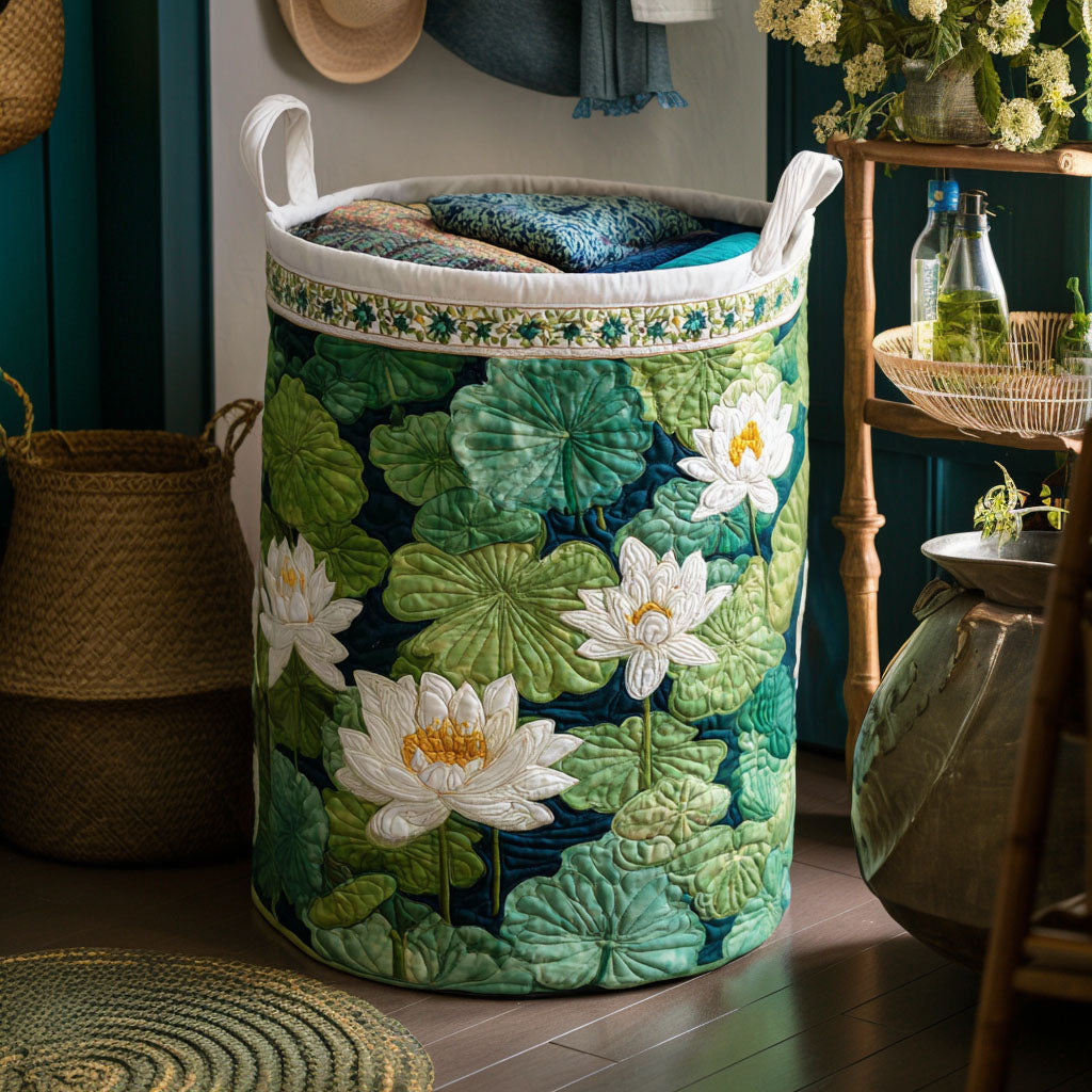 Panier à linge matelassé – Lys délicats – vue 1