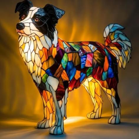 Chien Gracieux – Lampe en Vitrail