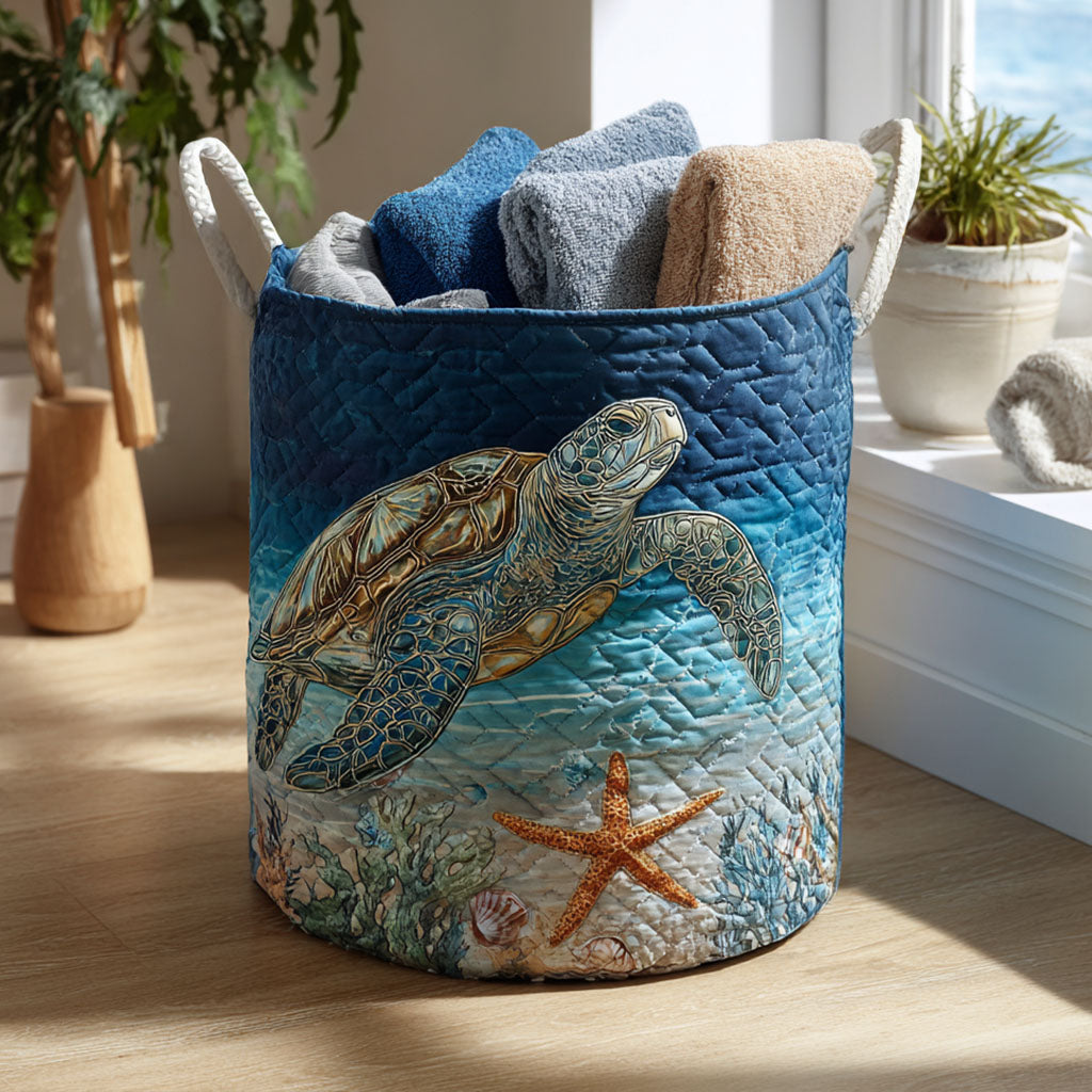 Panier à linge matelassé – Tortue marine – vue 1
