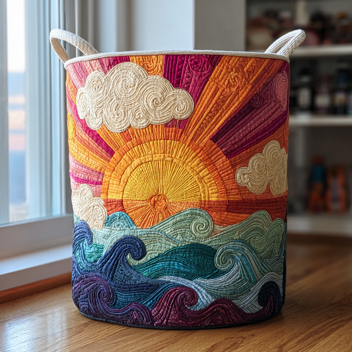 Panier à linge matelassé – Motif floral – vue 1