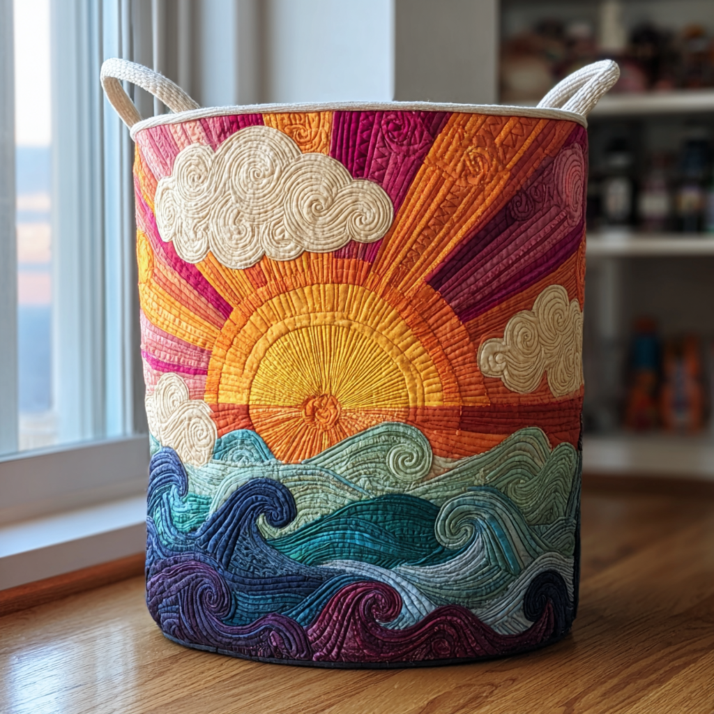 Panier à linge matelassé – Motif floral