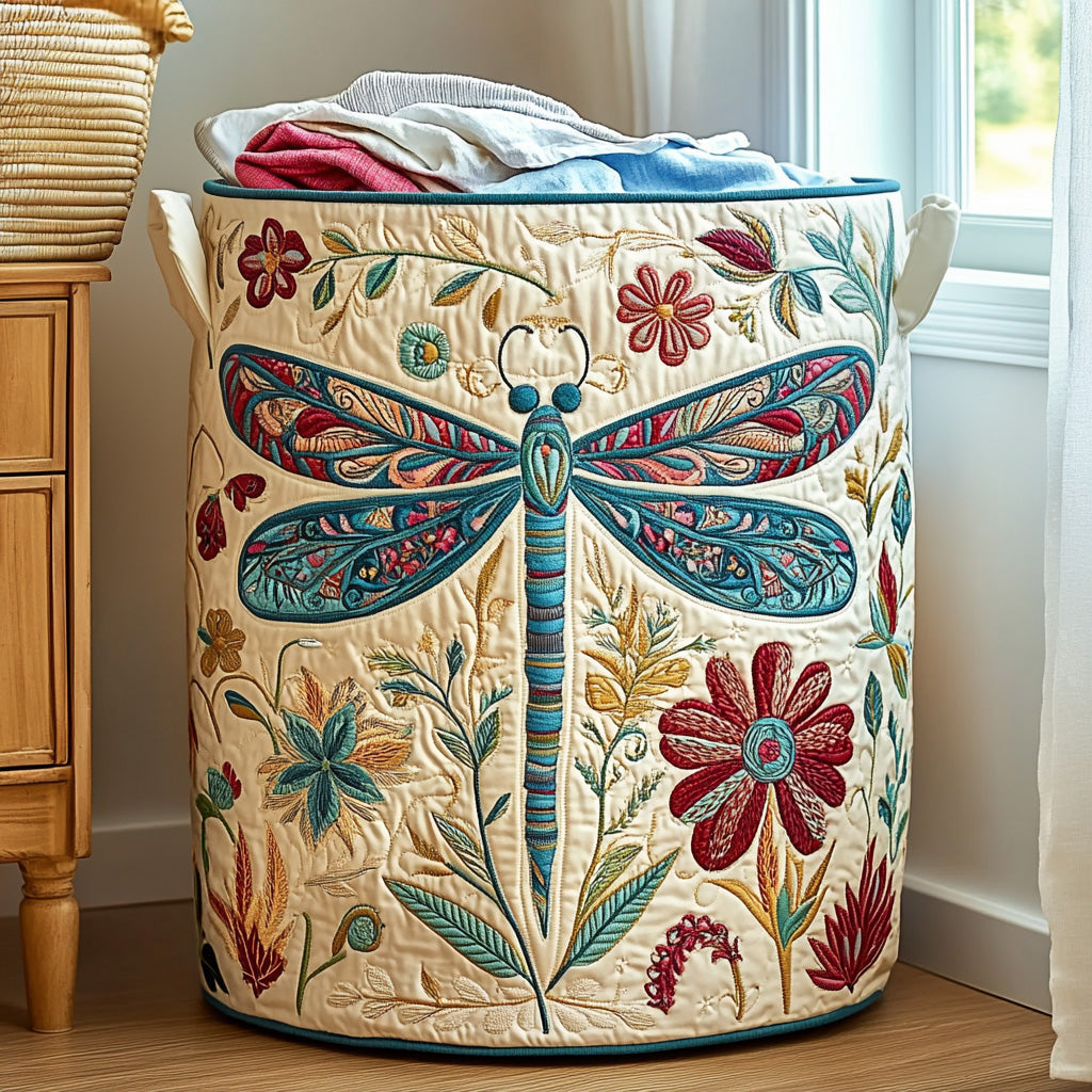 Panier à linge matelassé – Motif floral – vue 1