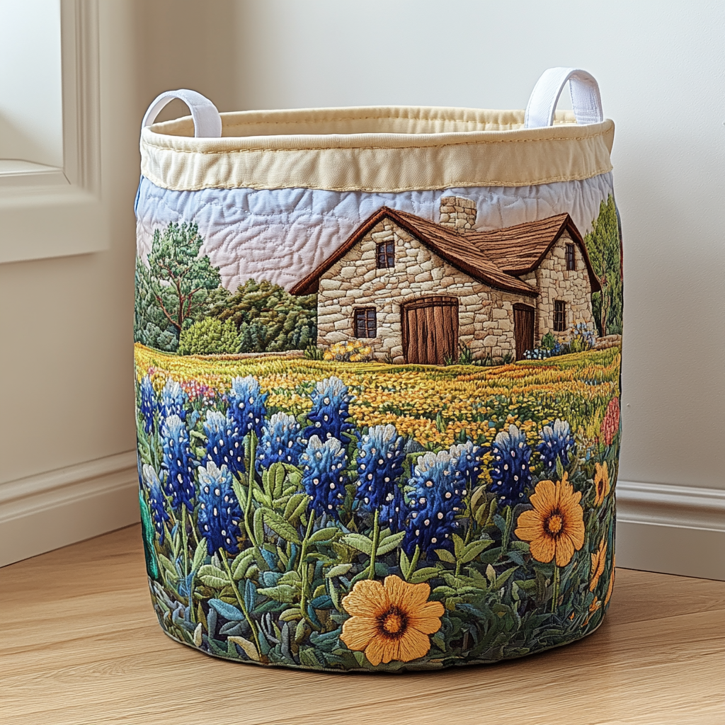 Panier à linge matelassé – Motif floral – vue 1