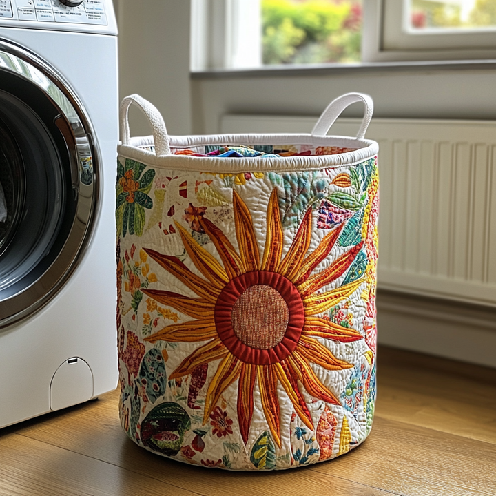 Panier à linge matelassé – Motif floral – vue 1