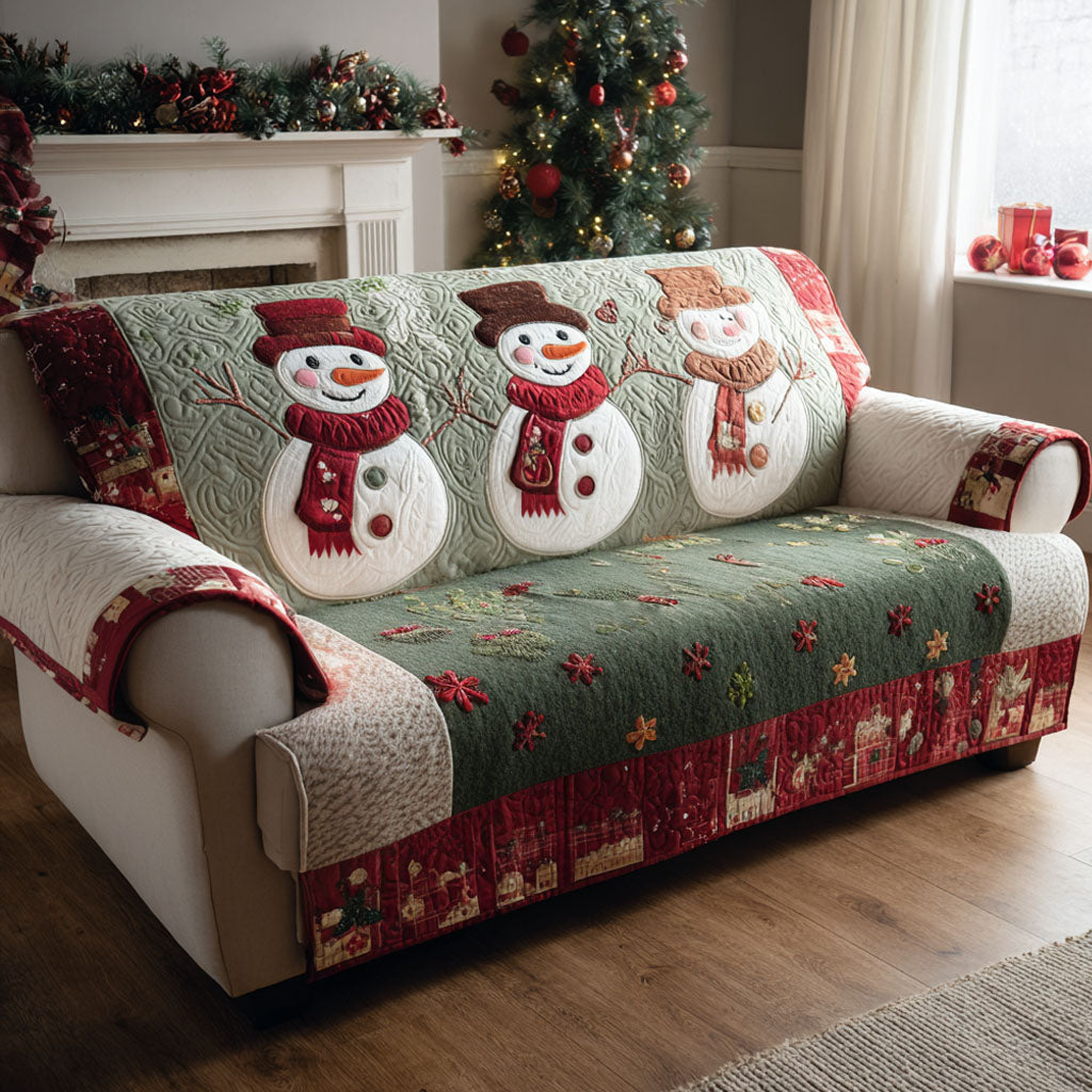 Housse de canapé matelassée – Givre de Noël – image 1
