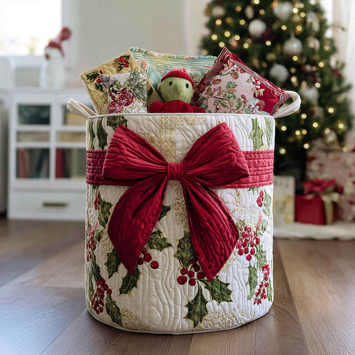 Panier à linge matelassé – Motif de Noël – vue 1