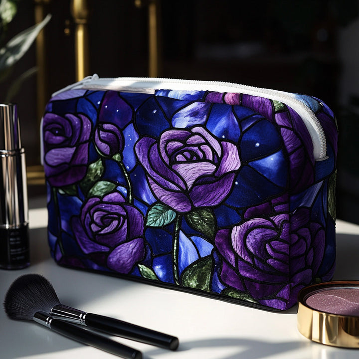 Trousse de maquillage matelassée rose nocturne – vue 1 – Maria Milano