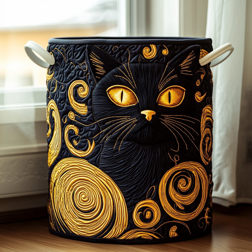 Panier à linge matelassé – Chat noir – vue 1