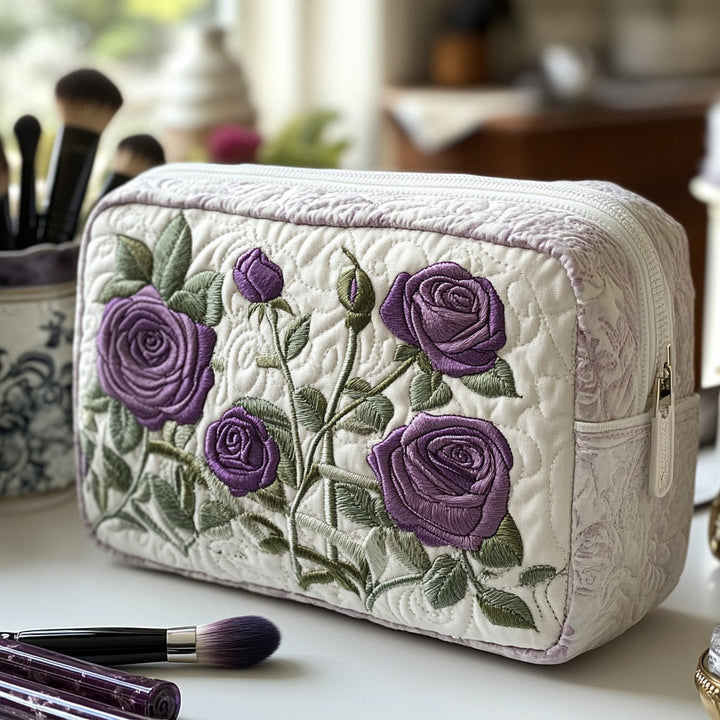 Trousse de maquillage matelassée fleur au clair de lune – vue 1 – Maria Milano