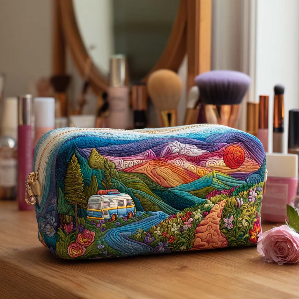 Trousse de maquillage matelassée montagnes lumineuses – vue 1 – Maria Milano
