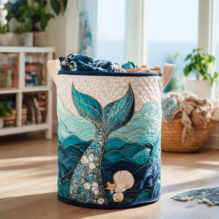 Panier à linge matelassé – Vagues marines – vue 1