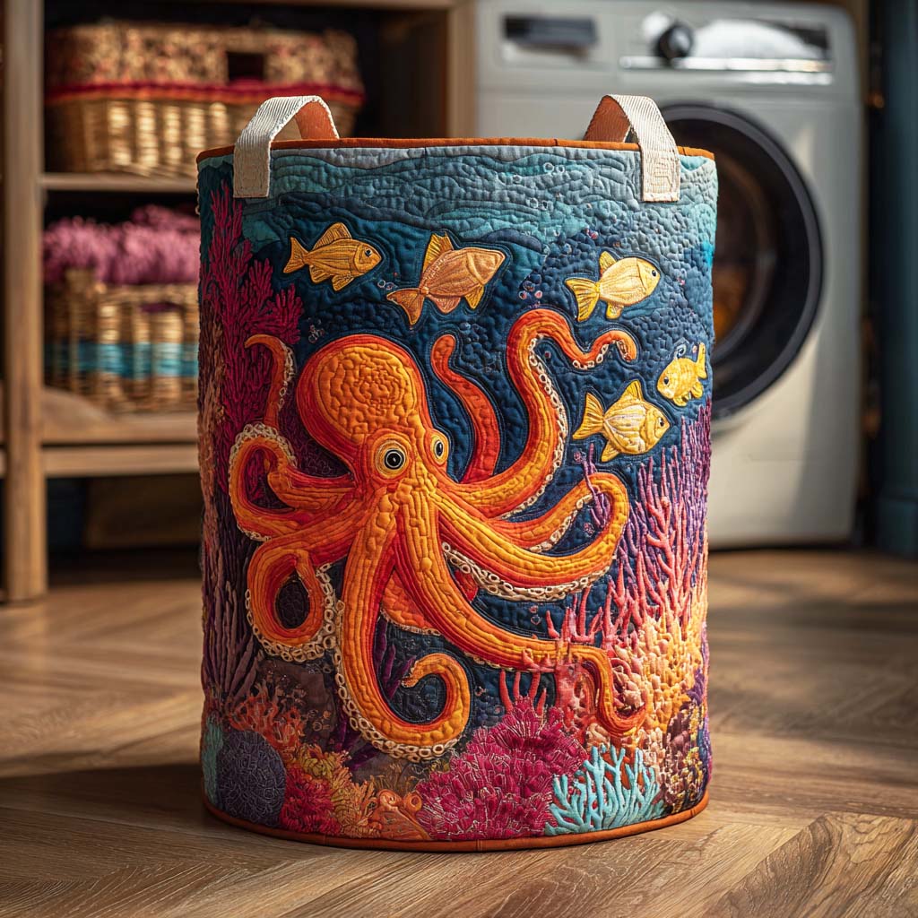 Panier à linge matelassé – Motif marin