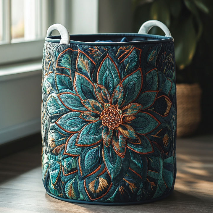 Panier à linge matelassé – Motif floral – vue 1
