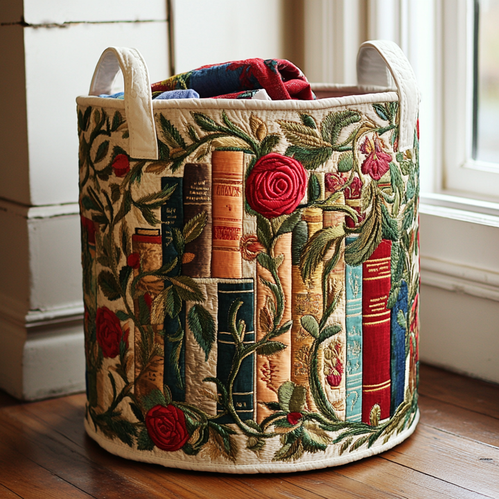 Panier à linge matelassé – Motif naturel – vue 1