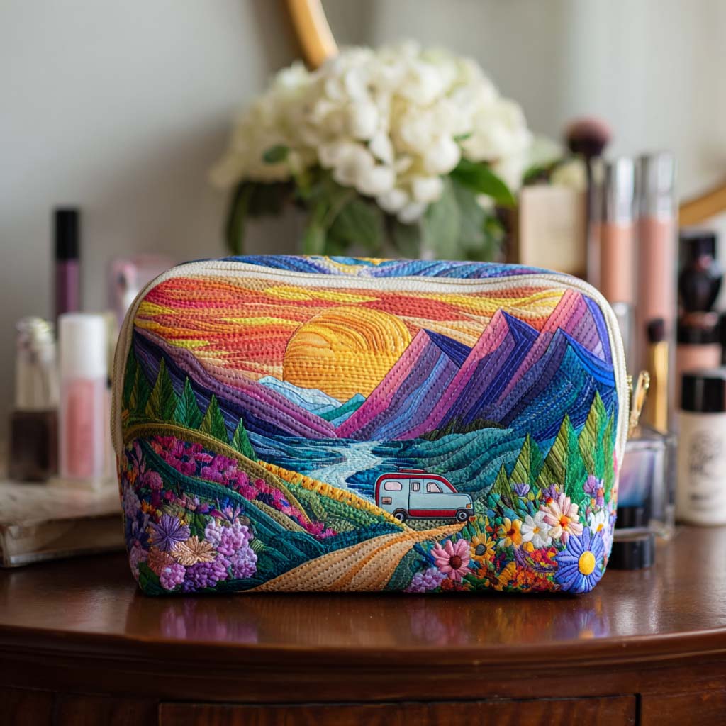 Trousse de maquillage matelassée voyage rétro – vue 1 – Maria Milano