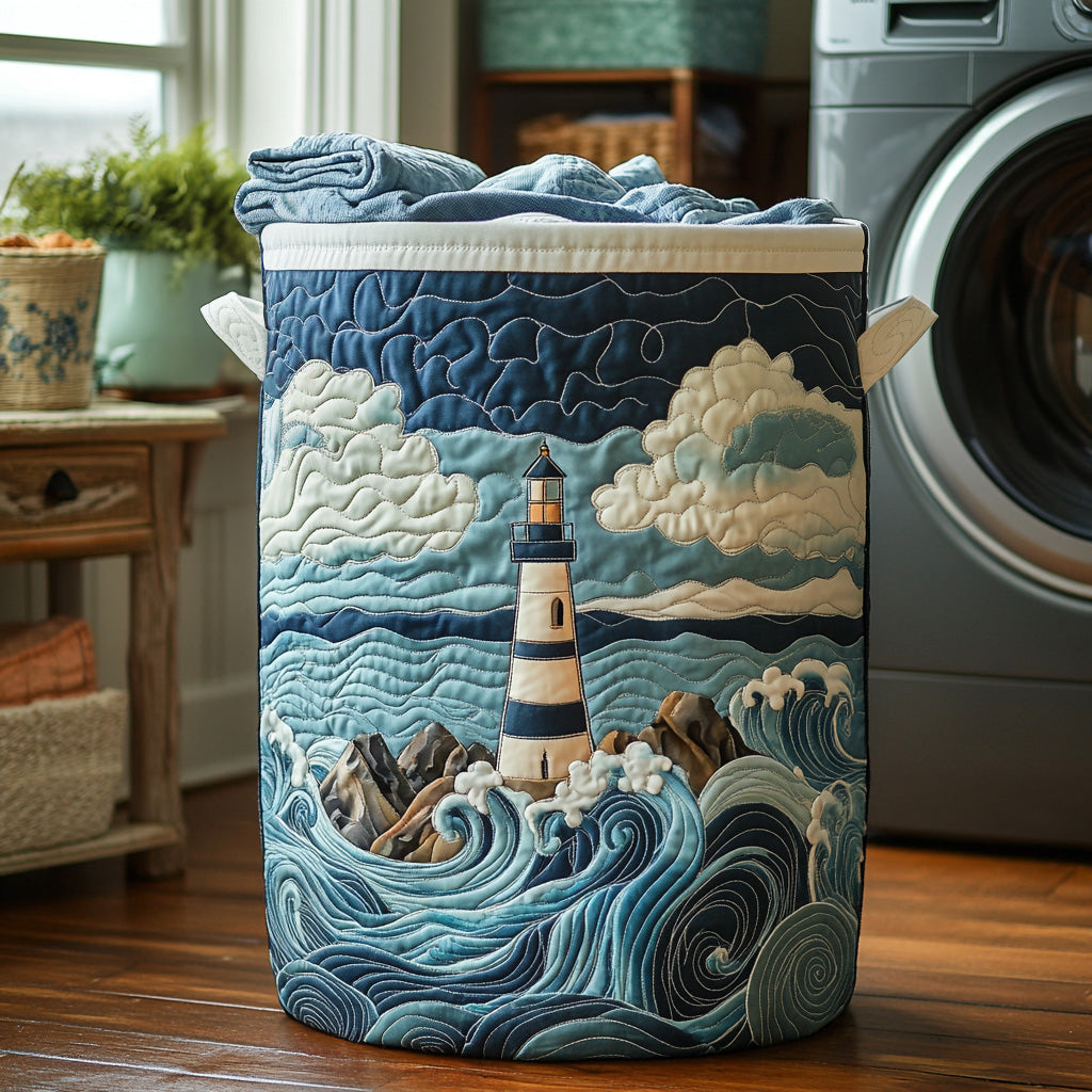 Panier à linge matelassé – Motif nautique – vue 1