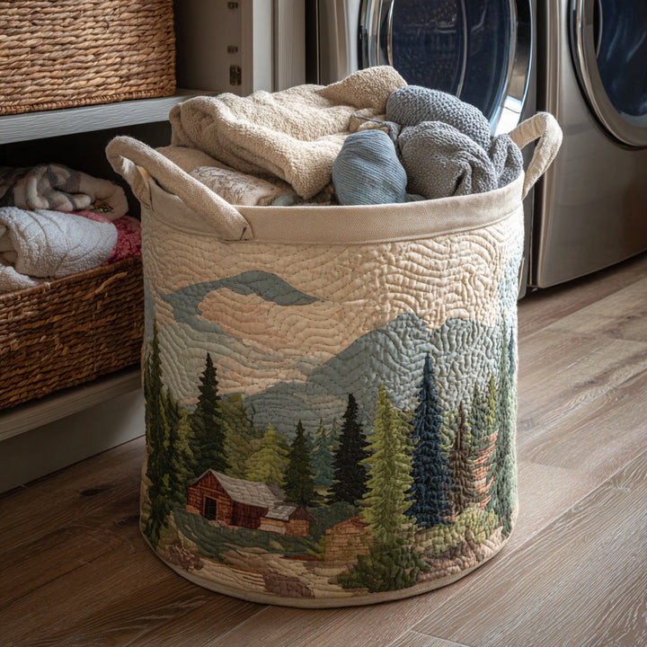 Panier à linge matelassé – Feuilles de chêne – vue 1
