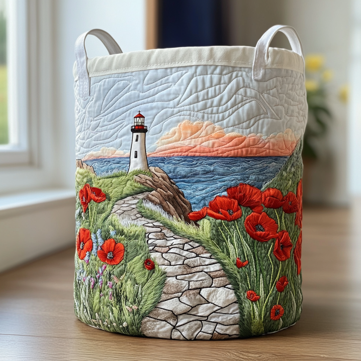 Panier à linge matelassé – Phare en bord de mer – vue 1