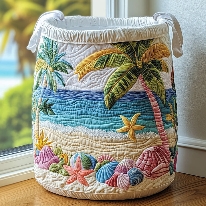 Panier à linge matelassé – Motif tropical – vue 5