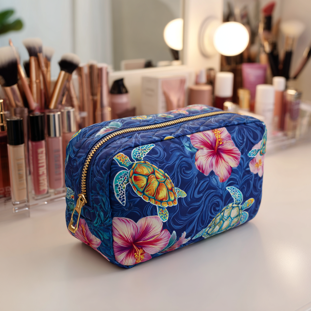 Trousse de maquillage matelassée tortue marine – vue 1 – Maria Milano