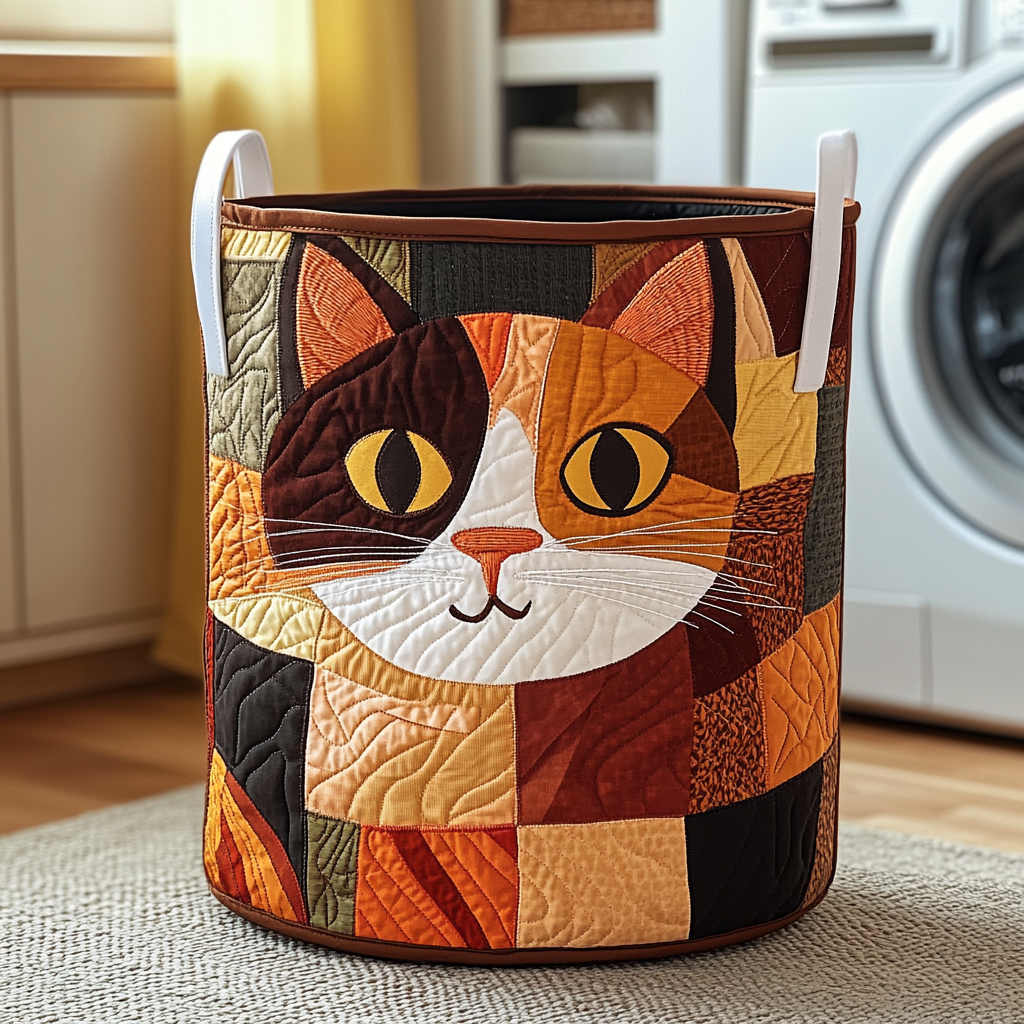 Panier à linge matelassé – Chat tacheté – vue 1