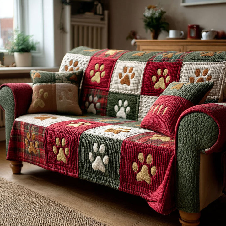 Housse de canapé matelassée – Pattes de Noël – image 1