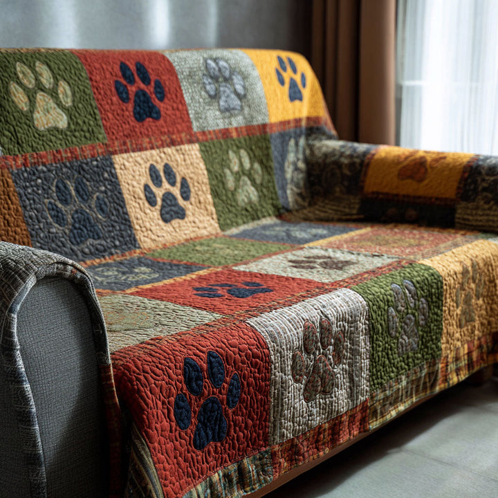 Housse de canapé matelassée – Patchwork avec pattes – image 1