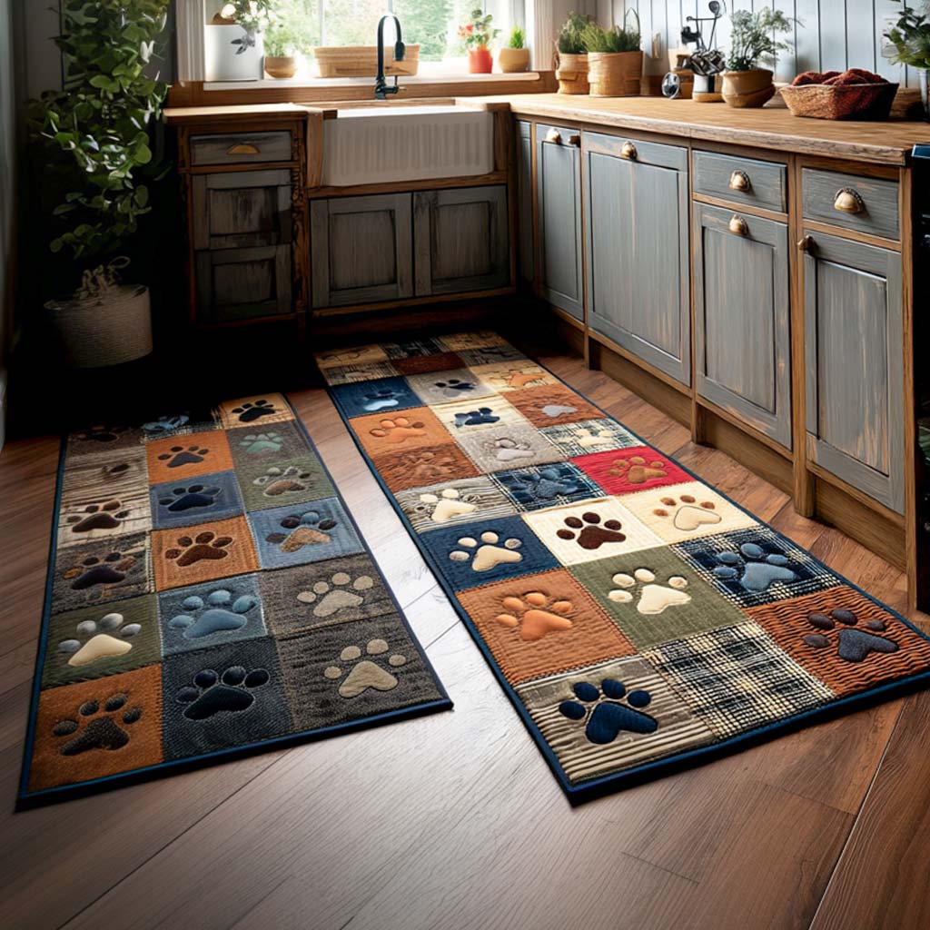 Tapis de cuisine antidérapant – Empreintes de pattes
