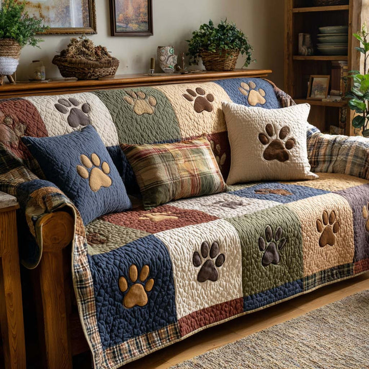 Housse de canapé matelassée – Pattes rustiques – image 1
