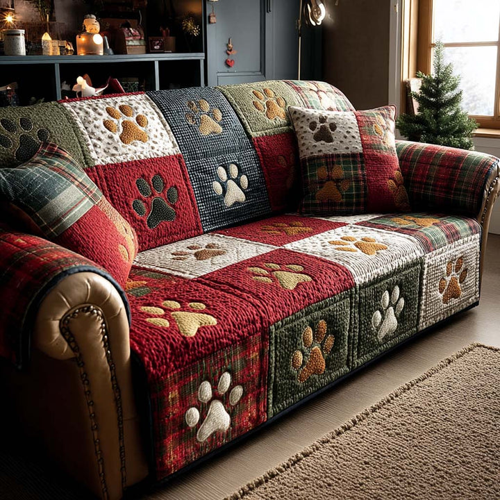 Housse de canapé matelassée – Pattes de Noël – image 1