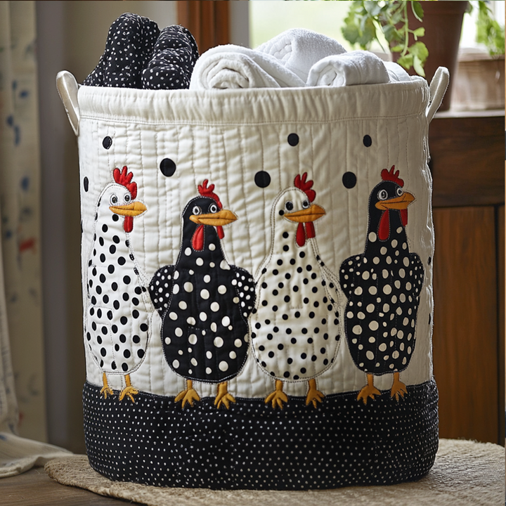 Panier à linge matelassé – Motif à pois – vue 1