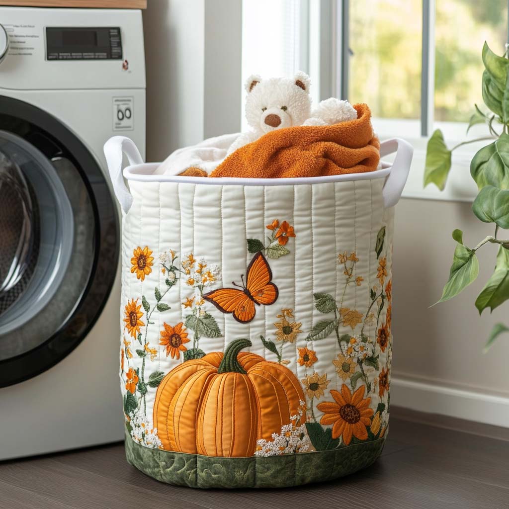 Panier à linge matelassé – Feuilles d’automne – vue 1