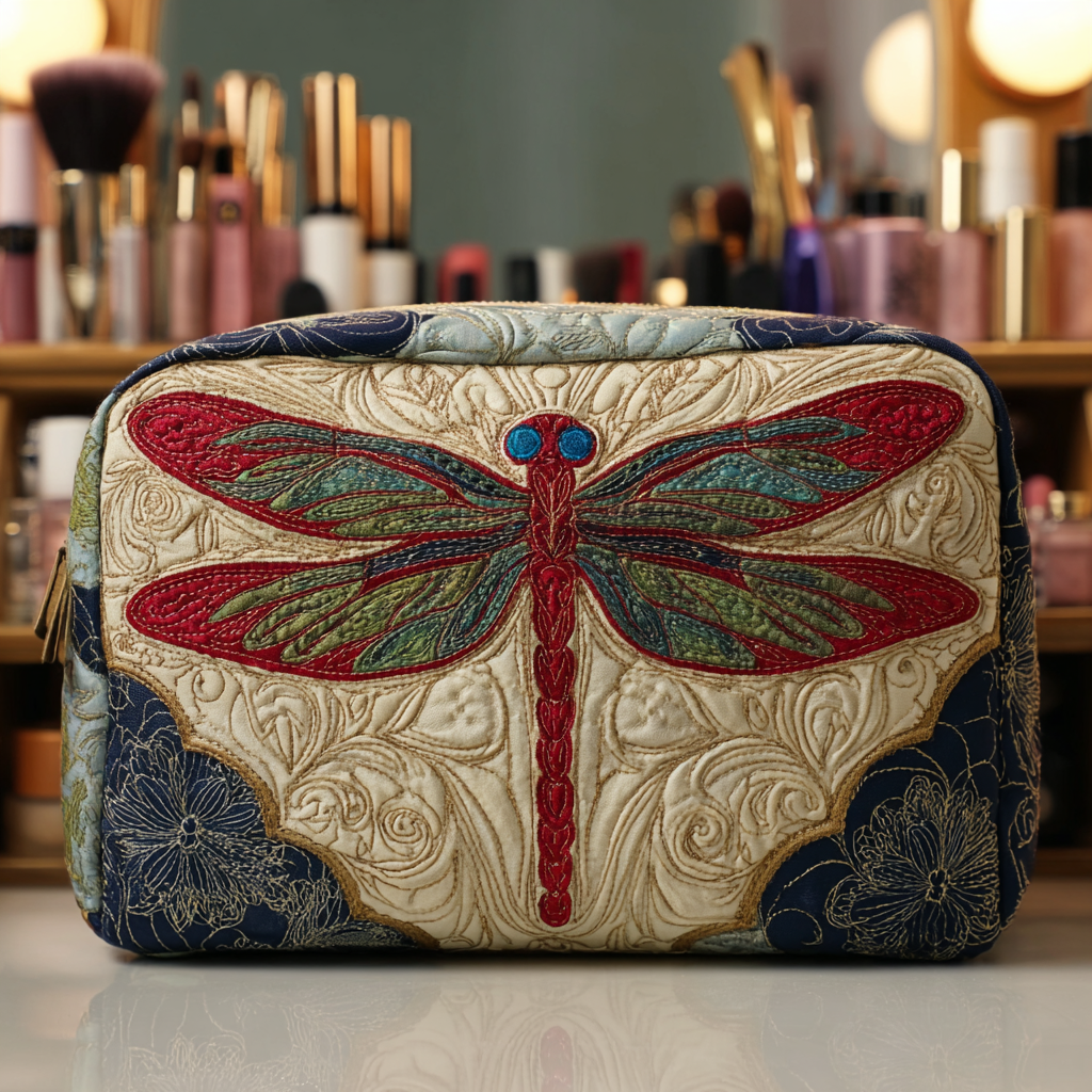 Trousse de maquillage matelassée libellule délicate – vue 1 – Maria Milano