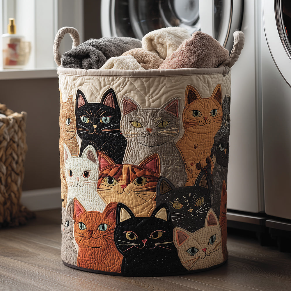 Panier à linge matelassé – Chat chaleureux – vue 1