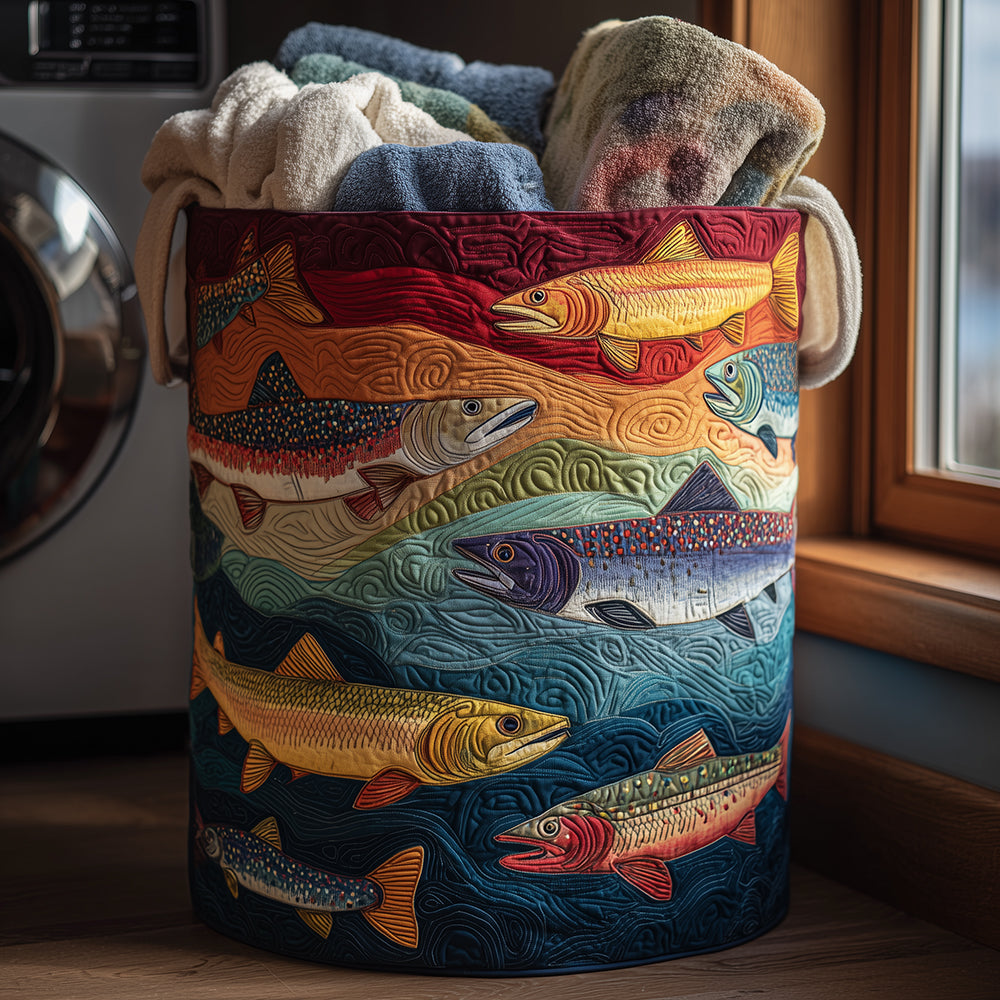 Panier à linge matelassé – Poisson coloré – vue 1