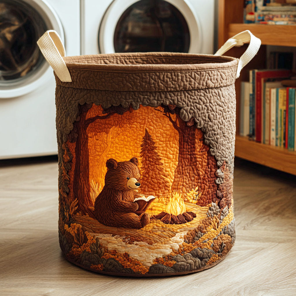 Panier à linge matelassé – Ours et livres – vue 1