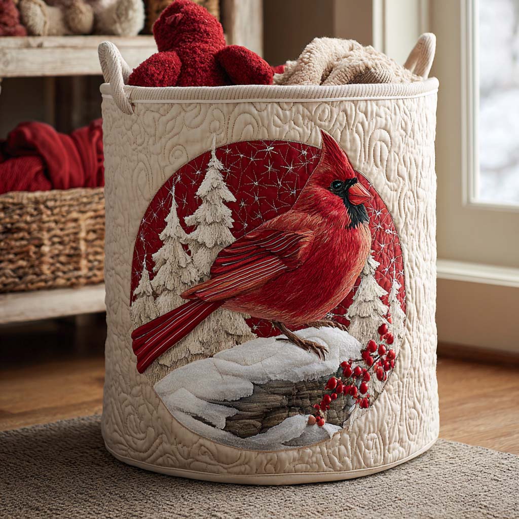 Panier à linge matelassé – Cardinal rouge – vue 1