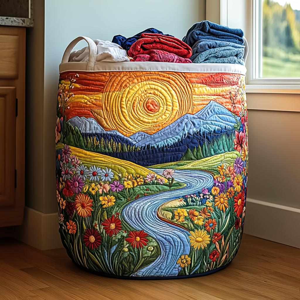 Panier à linge matelassé – Paysage naturel – vue 1