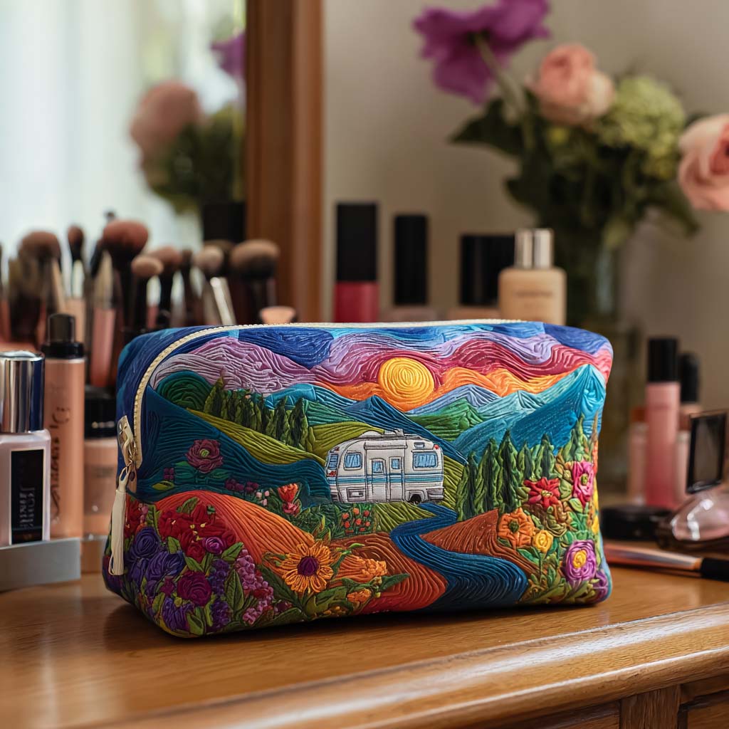 Trousse de maquillage matelassée voyage rétro – vue 1 – Maria Milano