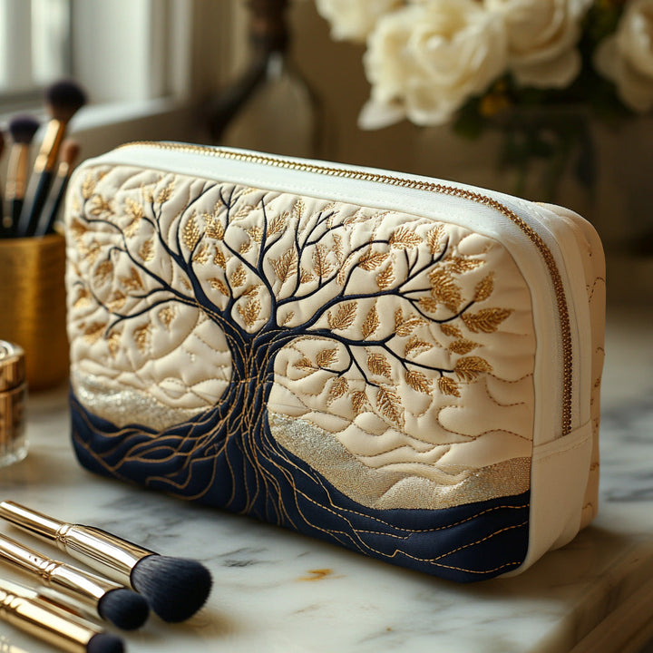 Trousse de maquillage matelassée arbre de vie – vue 1 – Maria Milano