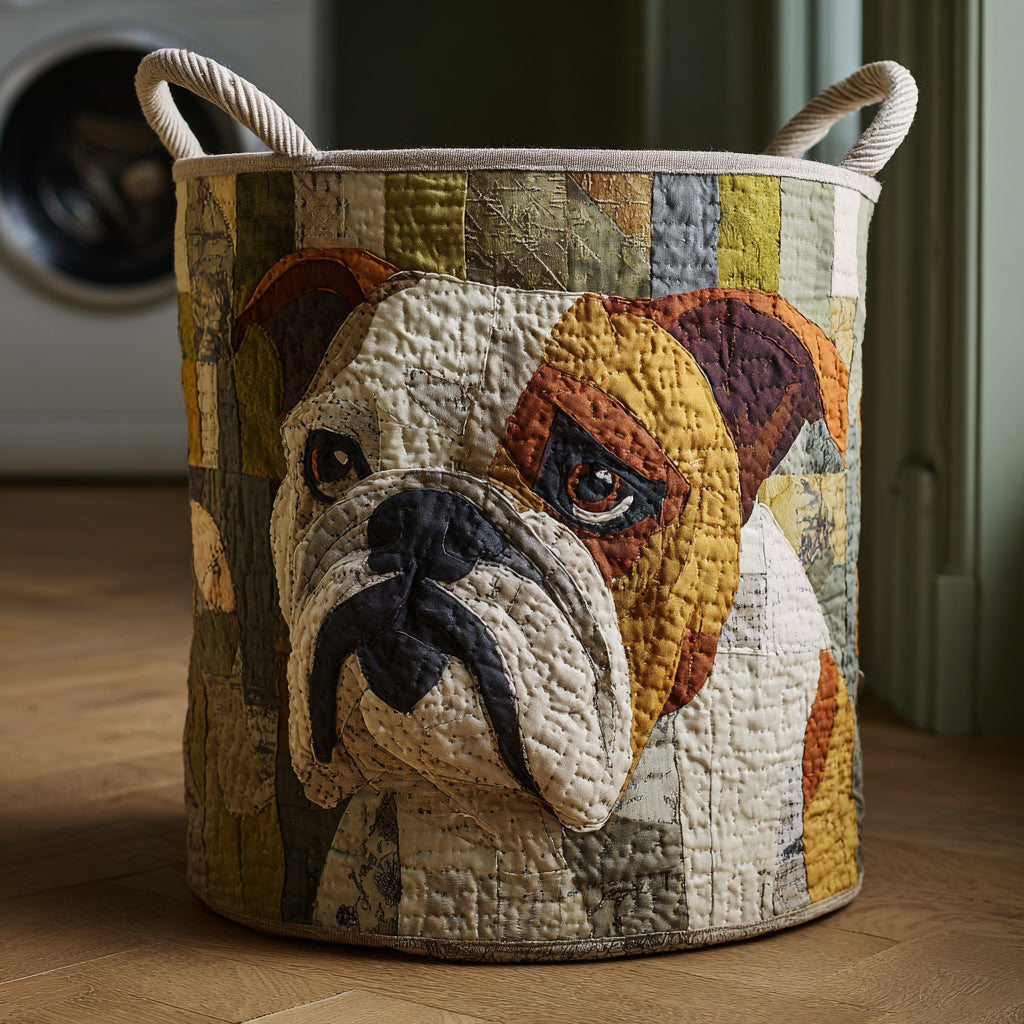 Panier à linge matelassé – Bulldog au style rustique – vue 1