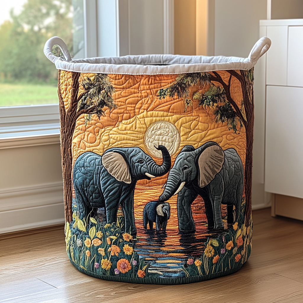 Panier à linge matelassé – Éléphant – vue 1