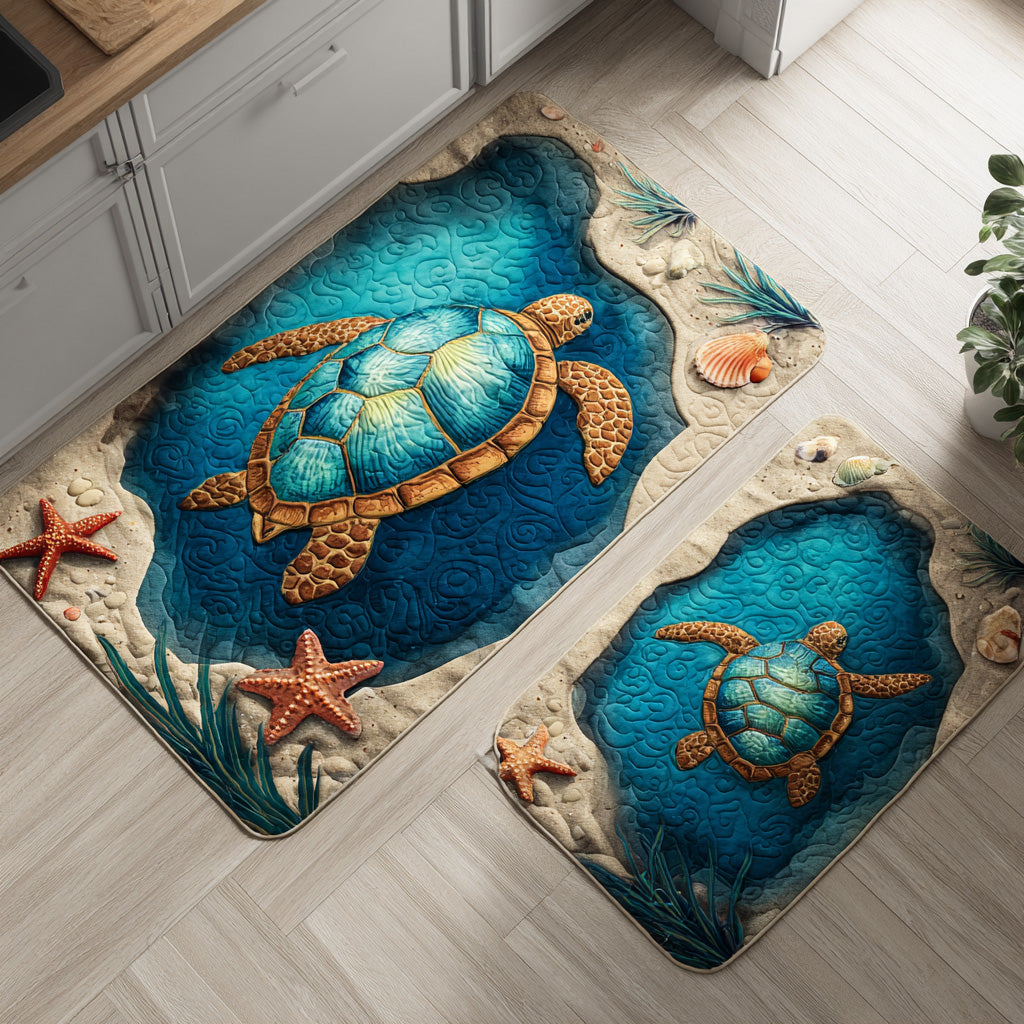 Tapis de cuisine antidérapant – Fleurs et mer