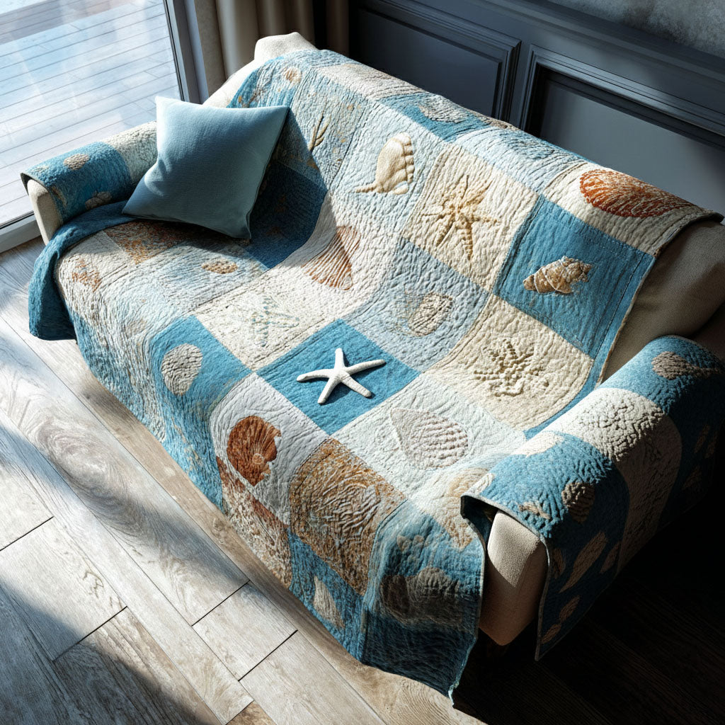 Housse de canapé matelassée – Motif marin – image 1